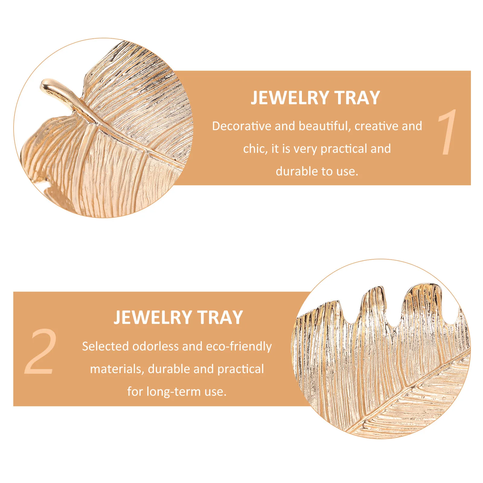 

Golden Leaf Jewelry Tray Elegant Desktop Storage Organizer for Rings Earrings Cosmetics Home Hotel Bedroom Decorative Display