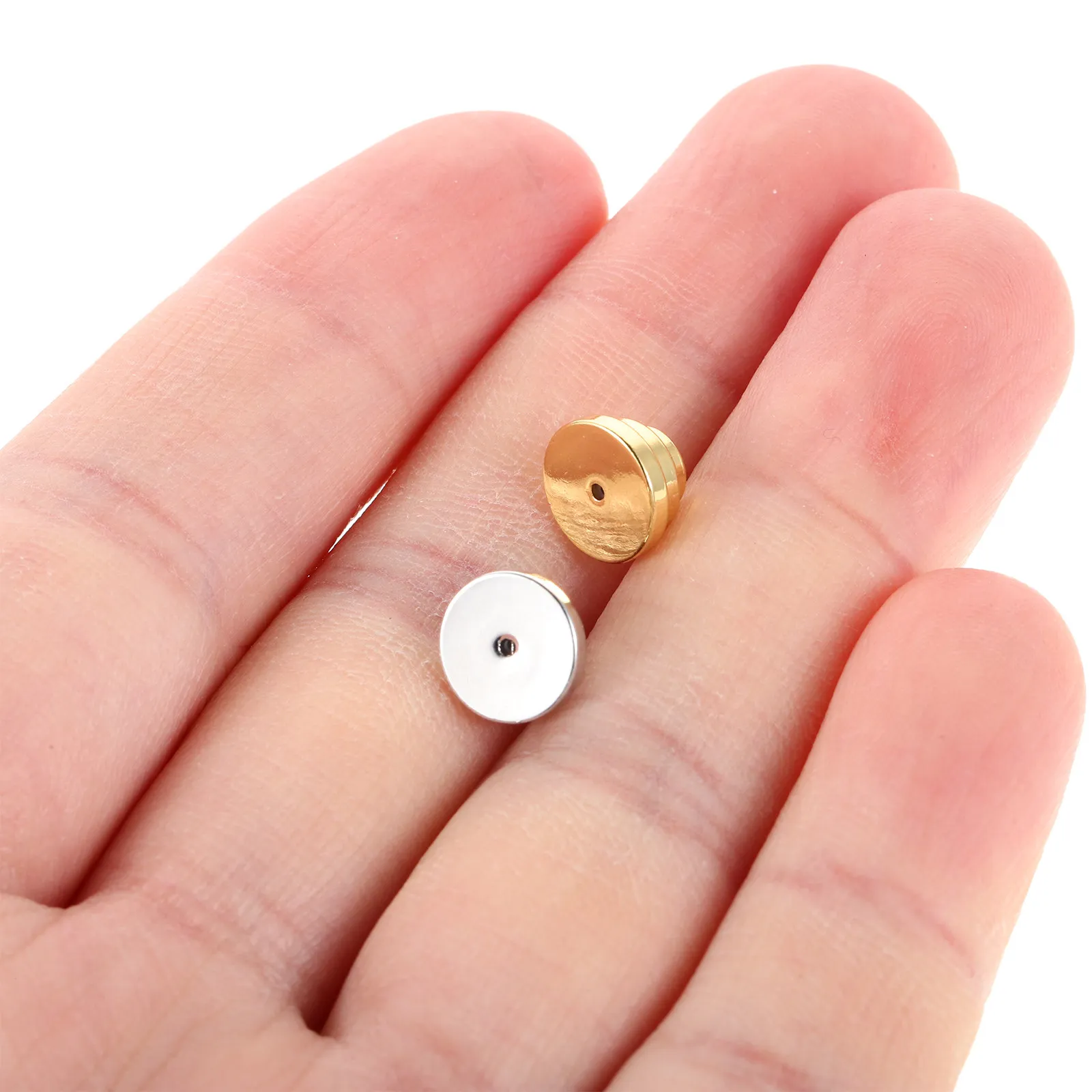 10Pcs Metallic Earring Backs for Studs Triple-Layer Locking Support Backs Earlobe Lifters for Heavy Earrings Comfort Stable Fit