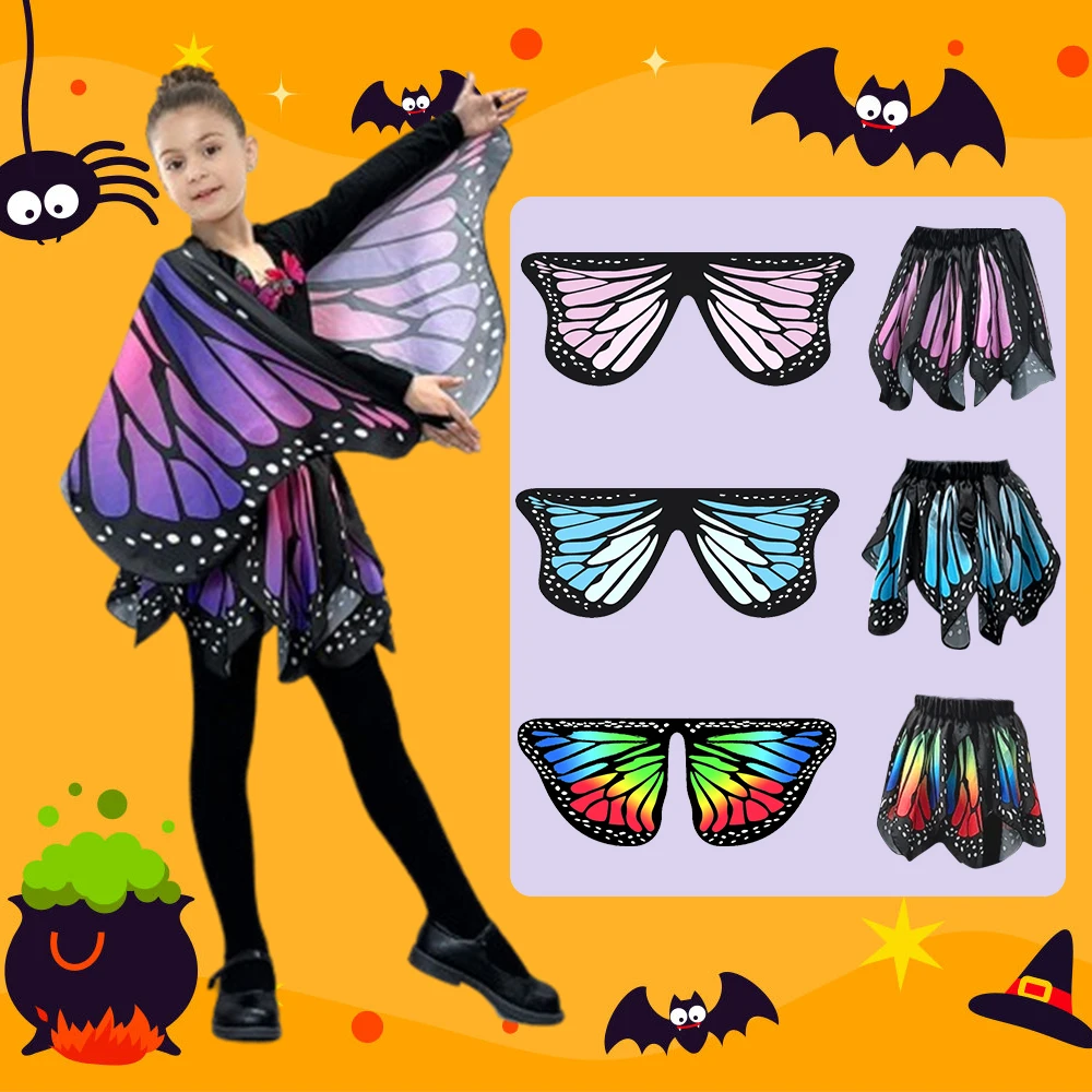 Kinder Vlindervleugels Kostuum Voor Meisjes Sprookjesachtige Mantel Vlinder Cape En Vlinderrok Speelgoed Feestjes Geschenken Kerst