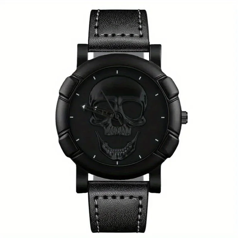 Fashion Mens 3D Skull Casual Quartz Wristwatch, Sports Watch