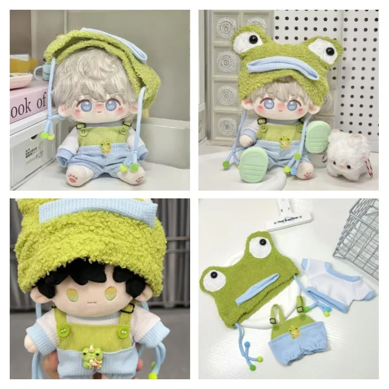 

20cm Winter doll clothes are cute and energy the green little frog suit clothes overalls and frog hat for Love and DeepSpace