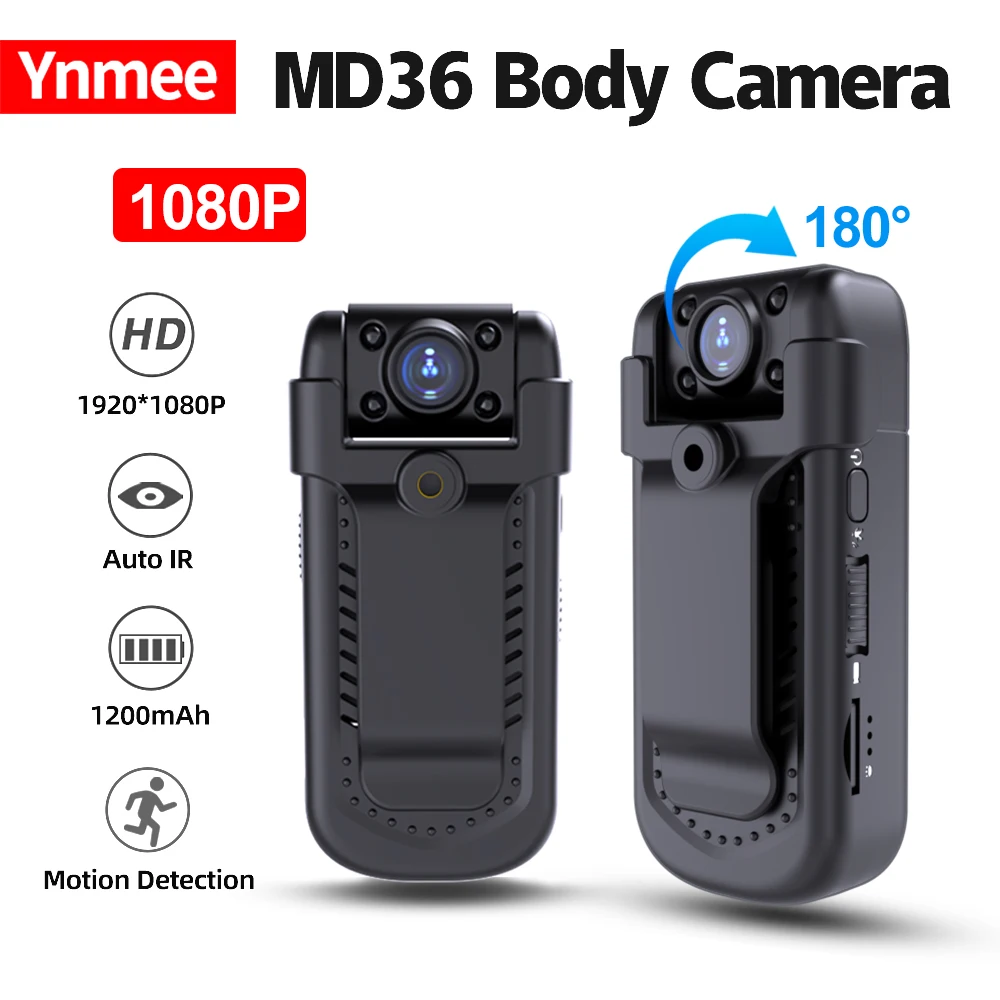 Ynmee MD36 kieszonkowa Mini kamera 1080P cyfrowy rejestrator wideo noszona policyjna mała kamera noktowizyjna sportowa miniaturowa kamera DV