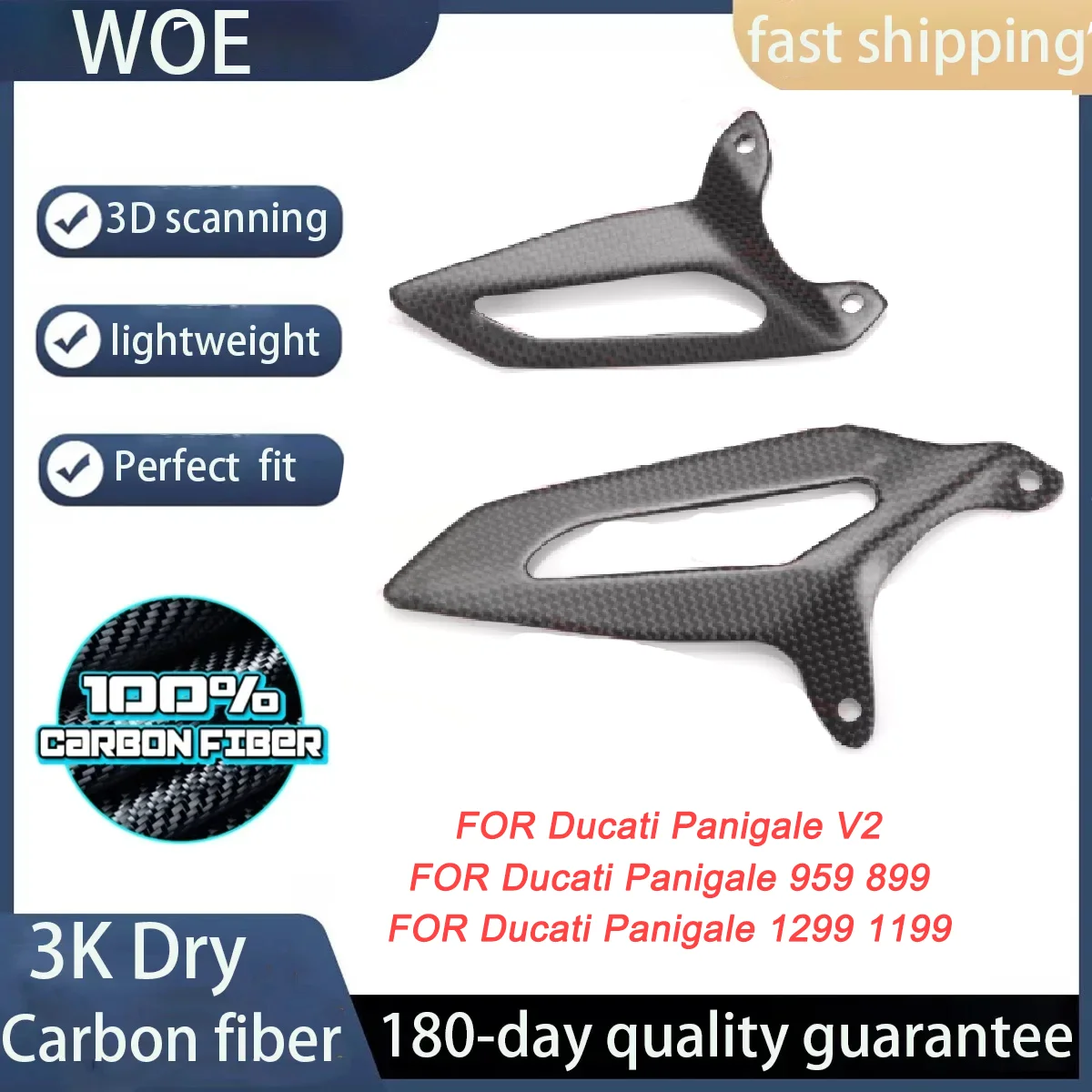 

Для DUCATI Panigale V4 2025 3K 100% сухое углеродное волокно, аксессуары для мотоциклов, защита пятки, защита заднего крыла для ног