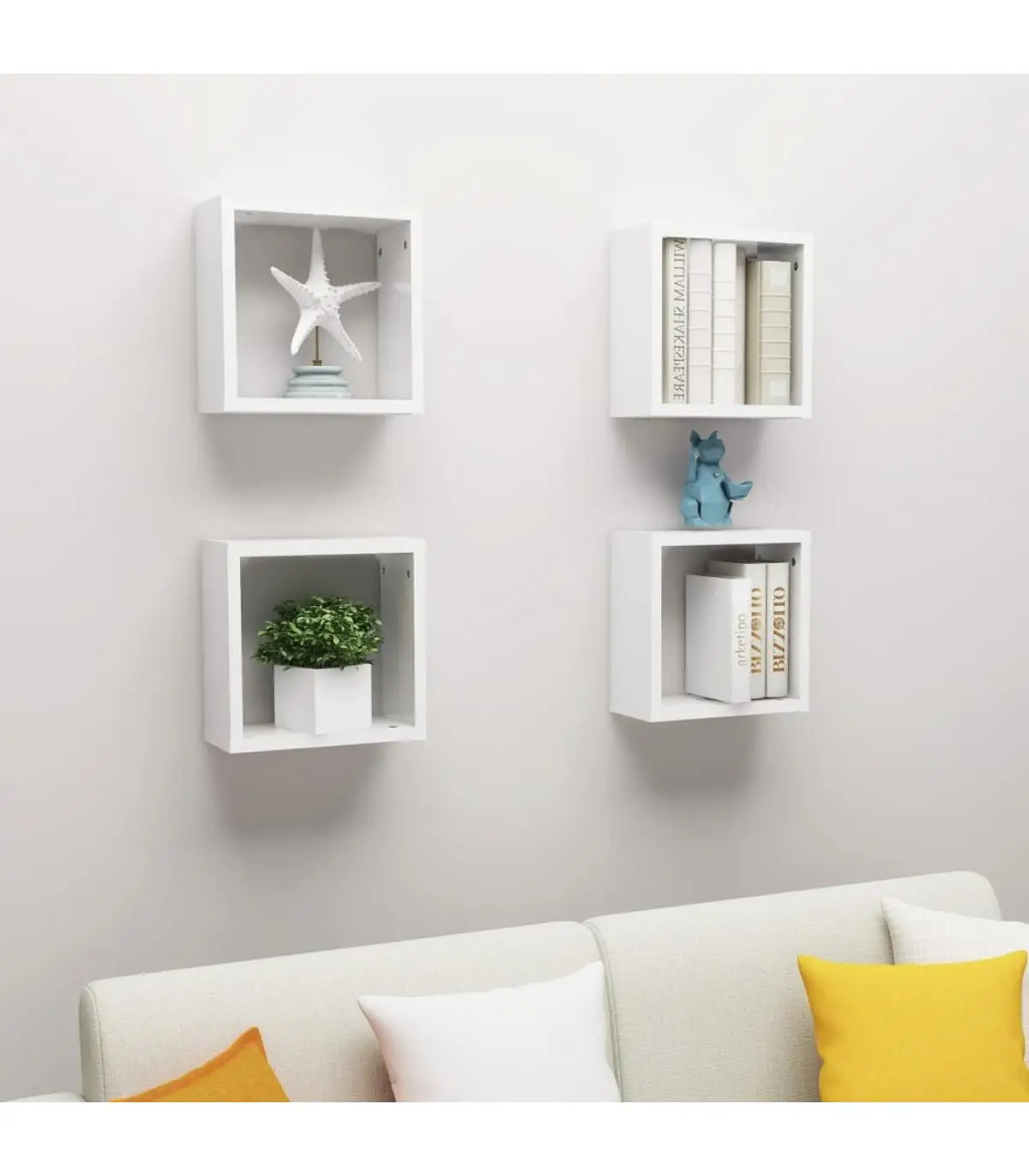 Shelves and shelving shelves 4 Pcts Wall cubes white glitter 30x15x30 cm