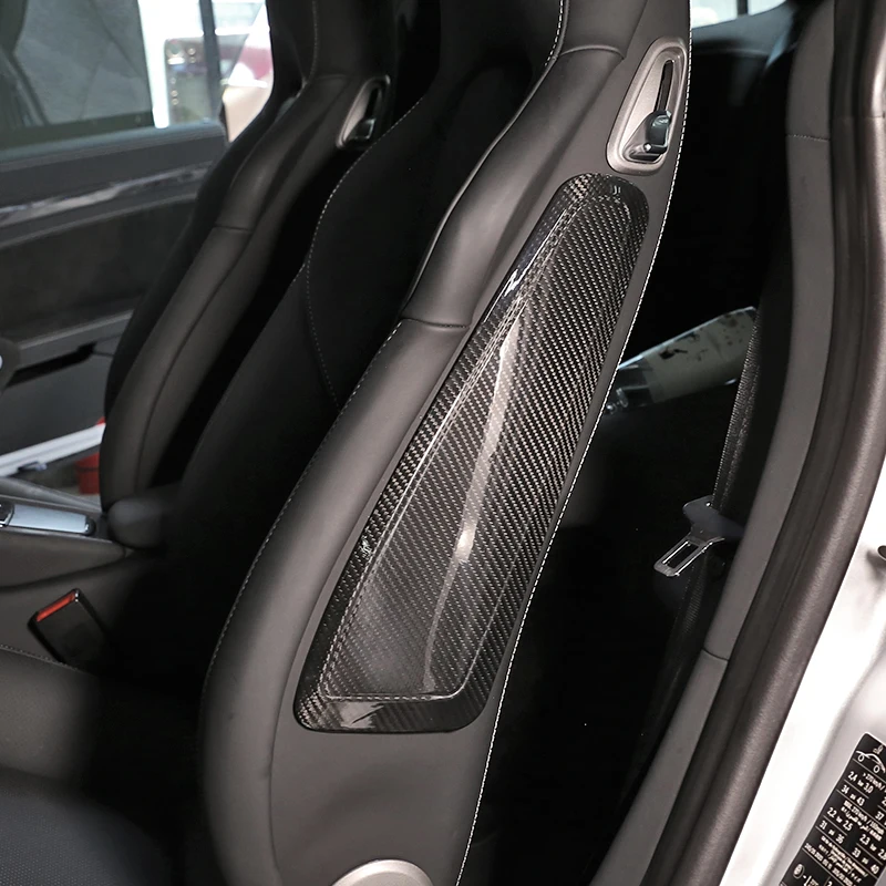 Real Carbon Fiber Interior Accessories Seat Side Trim Panel Seat Handle Protective Cover Sticker For Porsche 718/911 2013-2023