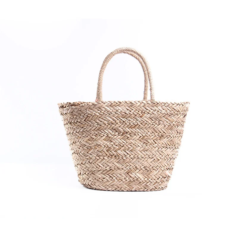 Imagem -04 - Wicker Woven Grande Women Bolsas Casual Letters Tassel Rattan Basket Bolsa Summer Beach Straw Bucket Bolsa Grande Tote Bali Bolsas