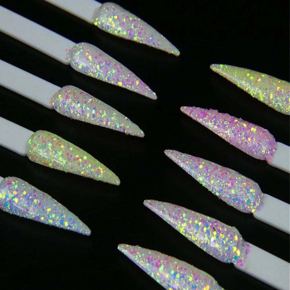 10g UV Color Changing Glitter  Mixed Nail Art Powder Colorful Chunky Nail Sequins Holographic Glitter Nail Art Decoration DIY