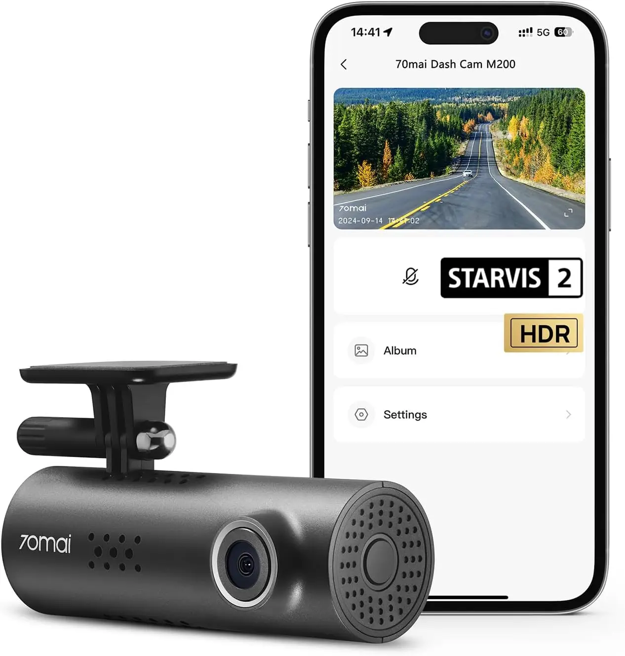 

Cam M200 Car Camera 1080P STARVIS2 IMX662 HDR Night Vision Parking Monitor G-Sensor Loop Recording WiFi App Voice Control
