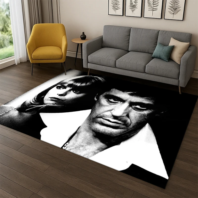 3D Scarface Classic Movie Tony Carpet Rug for Bedroom Living Room Sofa Playroom Doormat Home Decor,Kid Game Area Rug Non-slip