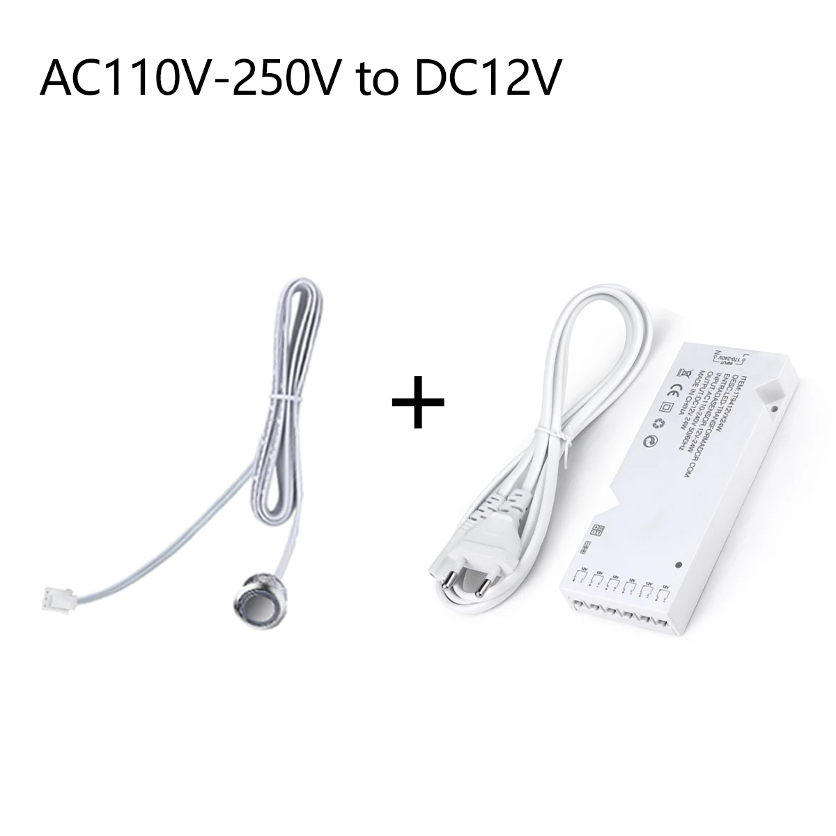 

12V LED Light Controller Touch Control Dimmer for Single Color COB LED Strip,with 4 6 10 Dupont Ports Power Adapter Transformers
