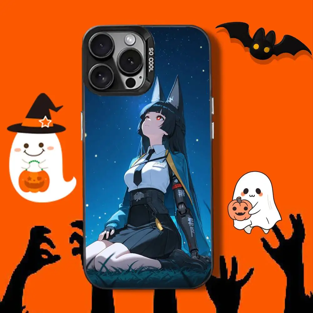 Casing HP Anime M-Miyabi Hoshimi Untuk iPhone 16,12,13,17,15,1,11,Mini,Pro,SE,XS,MAX, Penutup Silikon Hitam Matte