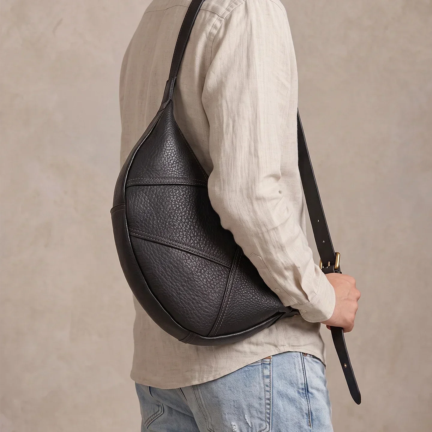 Unisex Genuine Leather Dumpling Bag Multi-purpose Crossbody Waist Fanny Pack Mini Phone Handbag For Men Women Daily Carry Use