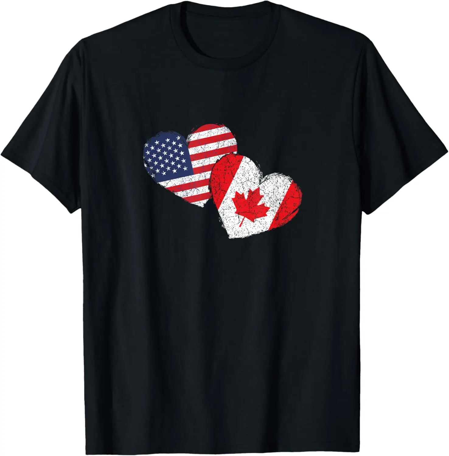 

USA Canada Heart Country Flag American Canadian T-Shirt 100% Cotton O-Neck Short Sleeve Summer Casual Mens T-shirt Streetwear