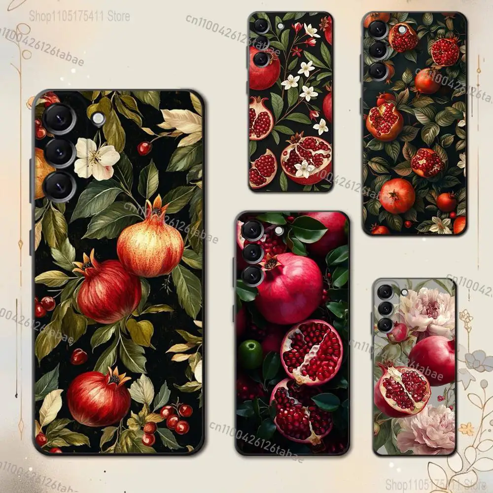Cute pomegranate For Samsung Galaxy A73,52,32,71,41,53,31,72,22,5G,J7,Note,8,9 Soft Black Dust-proof Cover