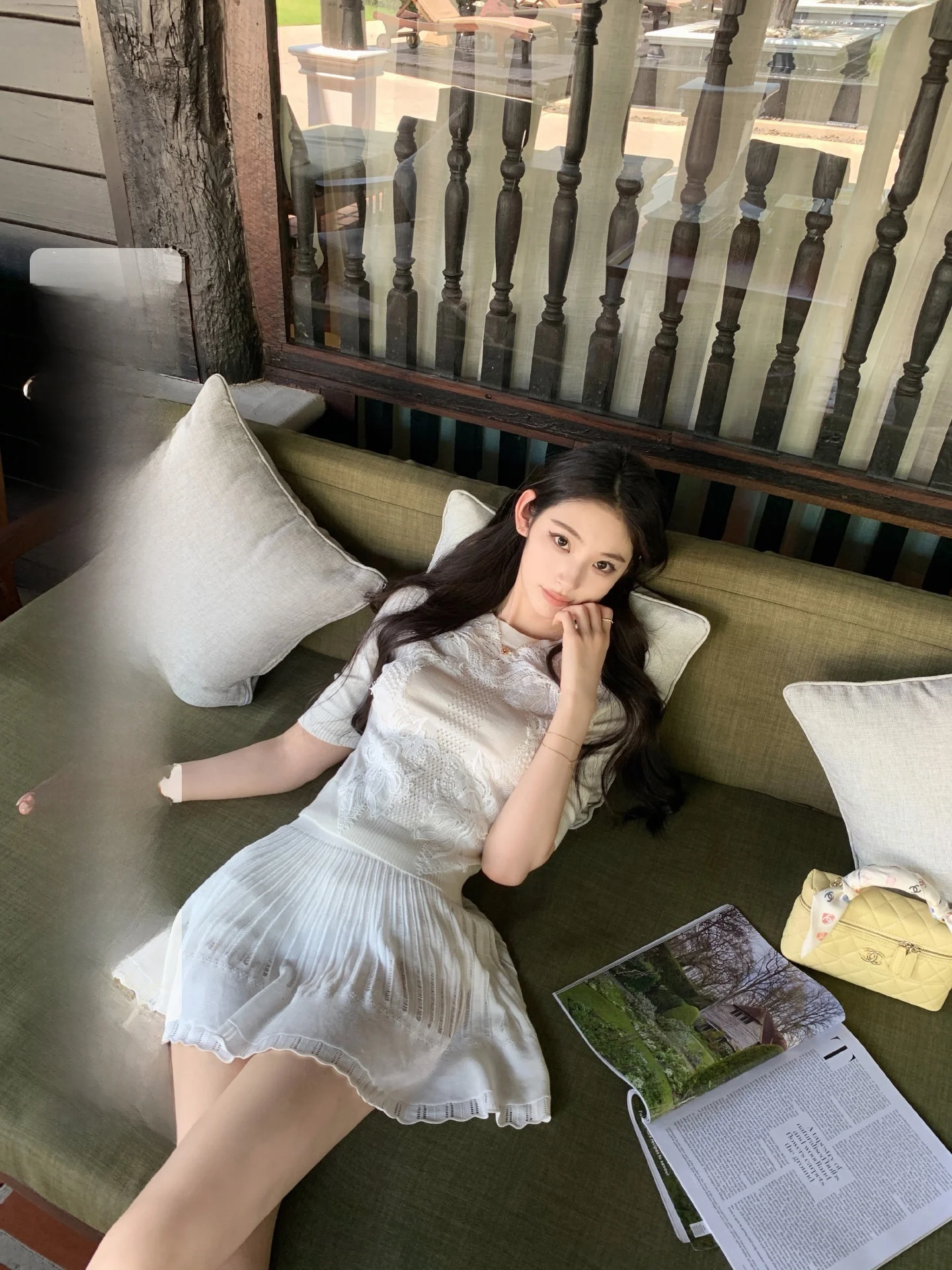 

OKMASHOP Lace Short Sleeve Knitted Shirt Women's Slim Fit Spring Summer Breathable Comfortable round Neck Top Korean Style