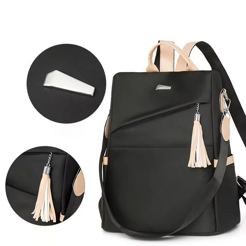 Damenrucksack, großes Fassungsvermögen, verstellbare Schultergurte, Reißverschluss, lässiger Universitätsstil, Schulrucksack