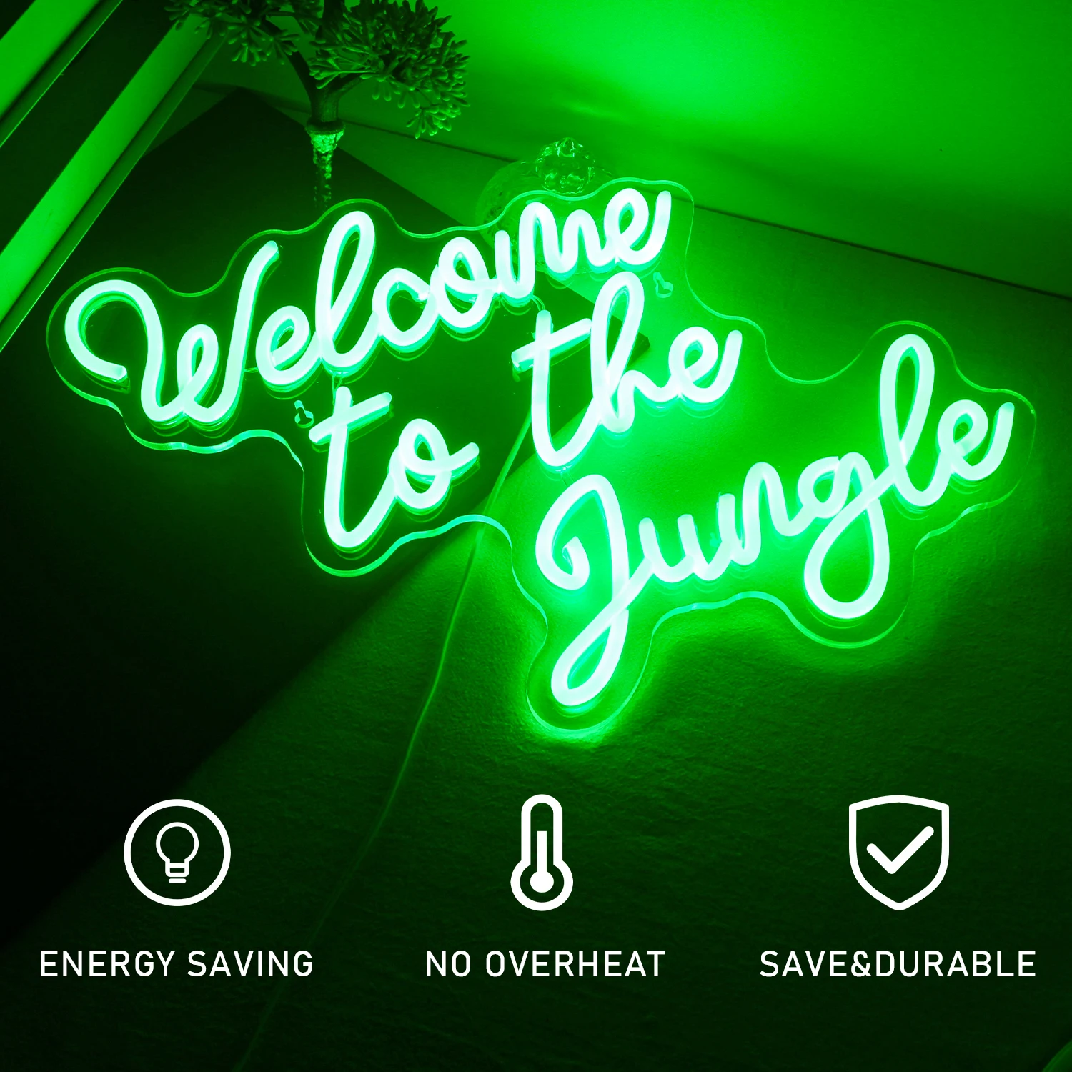 Groen Welkom In De Jungle Neon Bord Muur Decor Led Licht Home Club Party Bruiloft Kinderen Binnenkamer Decor Neon Licht Usb Power