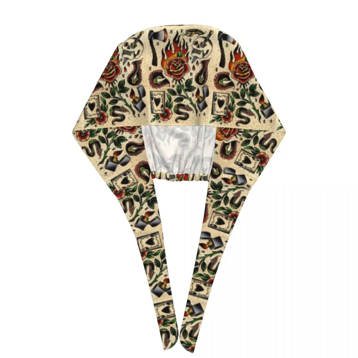 American Traditional Flash Pattern Tattoo Scrub Hat Doctor Working Surgical Cap Men Women Adjustable Nursing Caps for Dentist