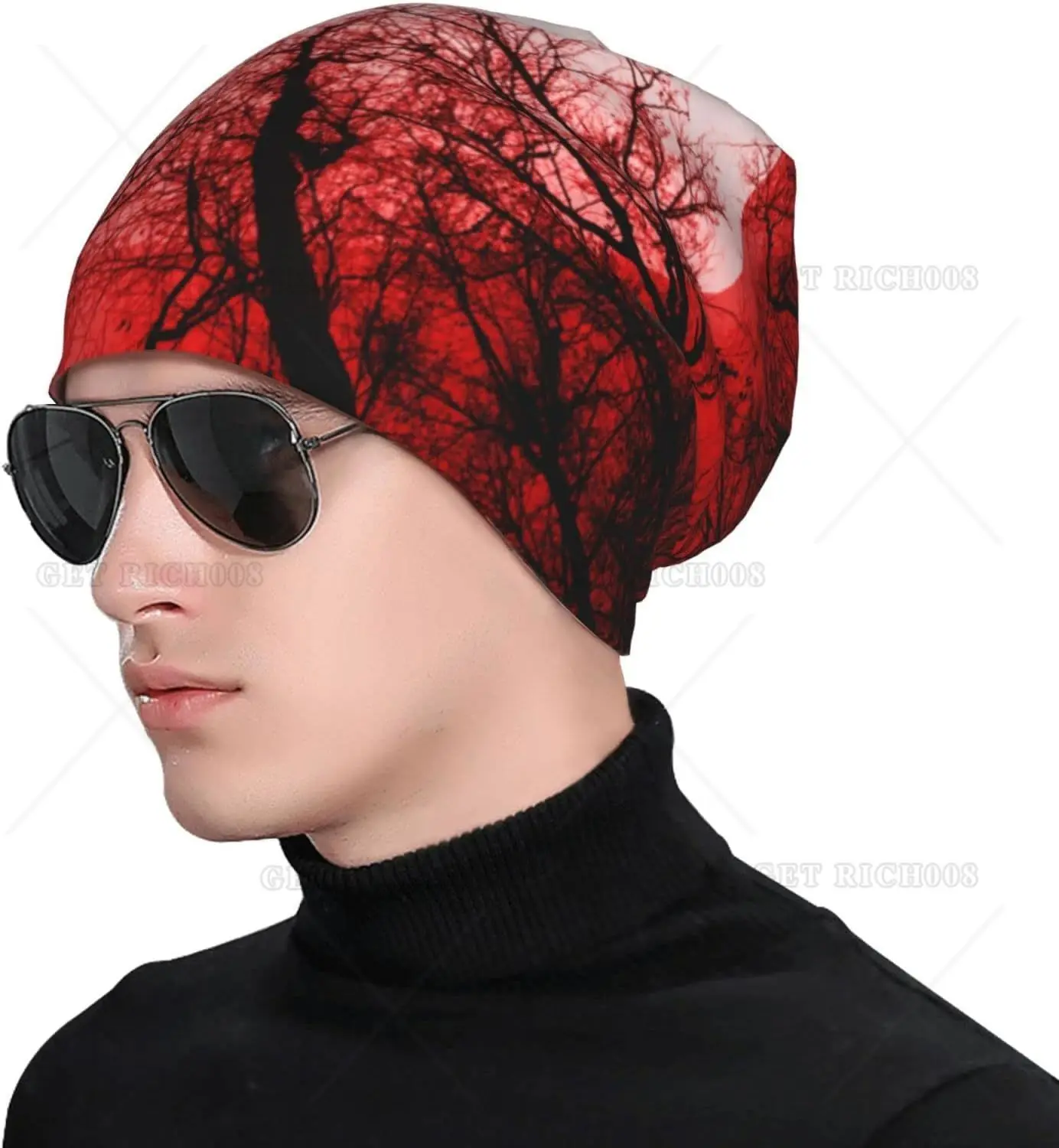 Blood Moon Gothic Halloween Unisex Casual Scarf Bandana Loose Hat Stretch Headwear Beanie Hat Print One Size