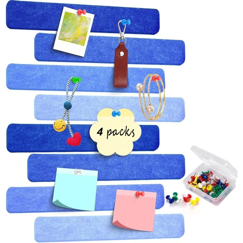 Multi-Functional Self-Adhesive Cork Board Felt Bulletin Board, Wall Decoration With Notepad Pins, No Drilling And Reuse Office
