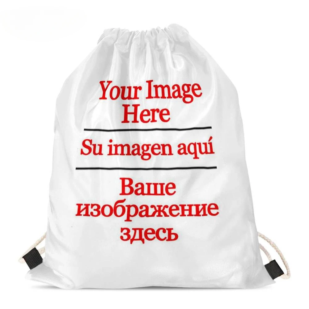 Drawstring Bag Custom You Name Logo Image Pouch Backpack Pull Rope Gym Sack Mochila Knapsack Storage Pouch