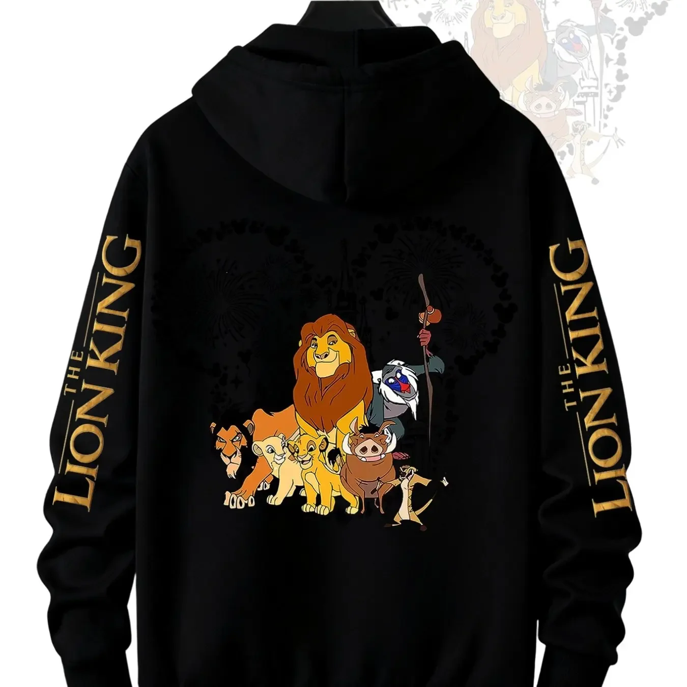 

Мужская теплая толстовка с капюшоном по лицензии Disney | Повседневная спортивная толстовка с персонажами из «Короля Льва» и праздничным изображением замка с фейерверками