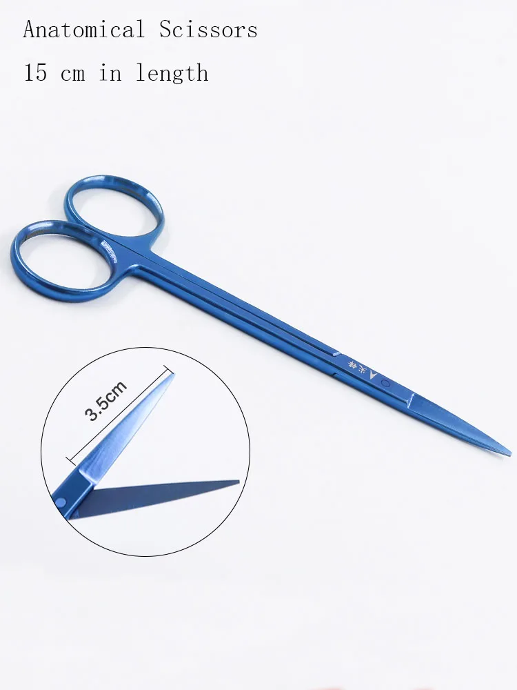 Titanium alloy anatomical scissors are used for blunt shear and rigid anti-rust surgical suture