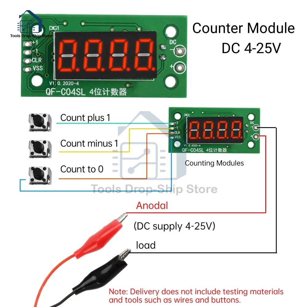 DC 4-25V 0.36-inch 4-digit Digital Counter Module Low-Level Switching Counter Module Addition Subtraction and Zero Clearing