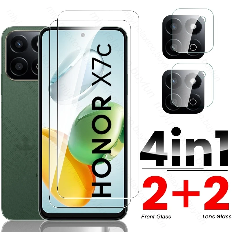 HonorX7c 4G Glass 4In1 Tempered Glass for Honor X7c 4G Protective Glass on Xonor Honar Honer X 7c X7 c Camera Screen Protectors