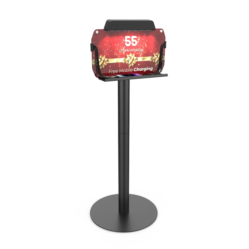 Y2 Power UMA PD20W super-fast charging station for smart phone with floor stand and changeable Ads suitable for Bank VIP area