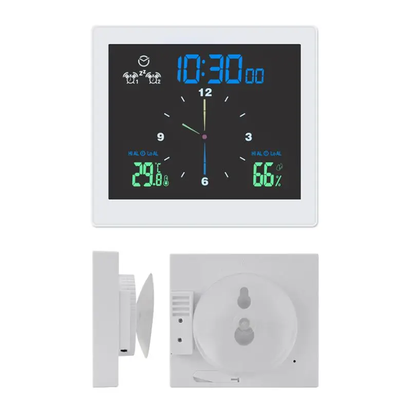 ساعة حائط مقاومة للماء للحمام، ساعات دش، مؤقت رقمي، ساعة حائط إلكترونية للمطبخ، وقت الحمام، أبيض #1