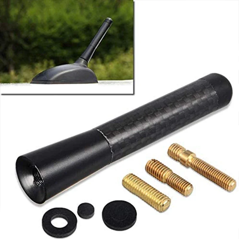 3.5/8/12cm Car Roof Antenna Carbon Fiber Radio Aerial Antenna Radio FM/AM Metal Receiving Antennas Short Stubby Mast Antenna