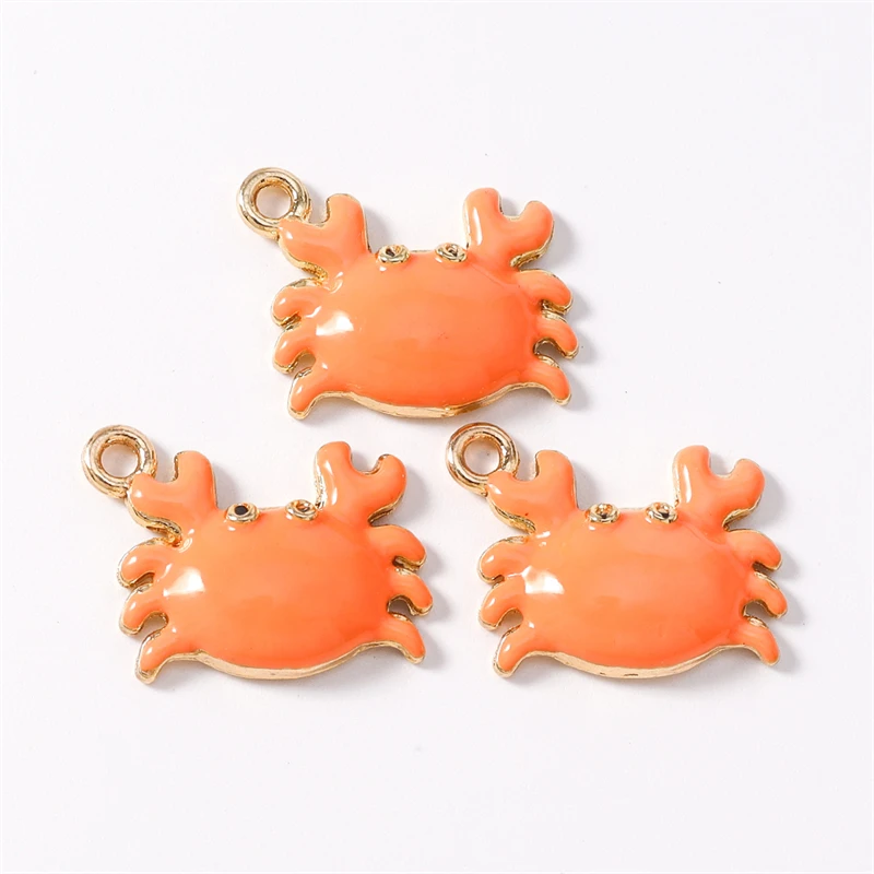 Duarte 20 Teile/los Nette Bunte Emaille Tier Krabben Charms Anhänger Fit Halsketten Ohrringe Armbänder DIY Handwerk Schmuck Machen – Detail 6