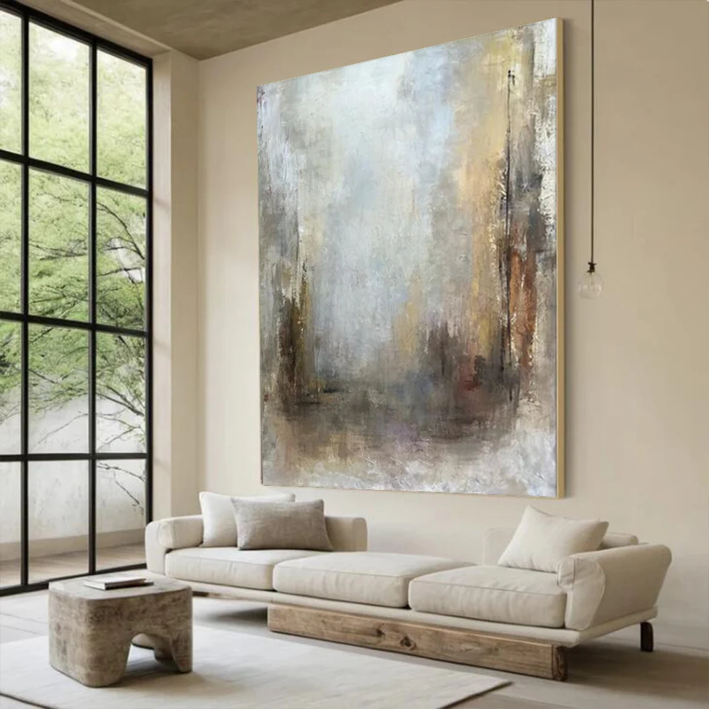 

Modern Abstract Oil Painting Handmade Textured Wall Art Large Canvas Poster for Living Room Decor Retro Home Deco Mural