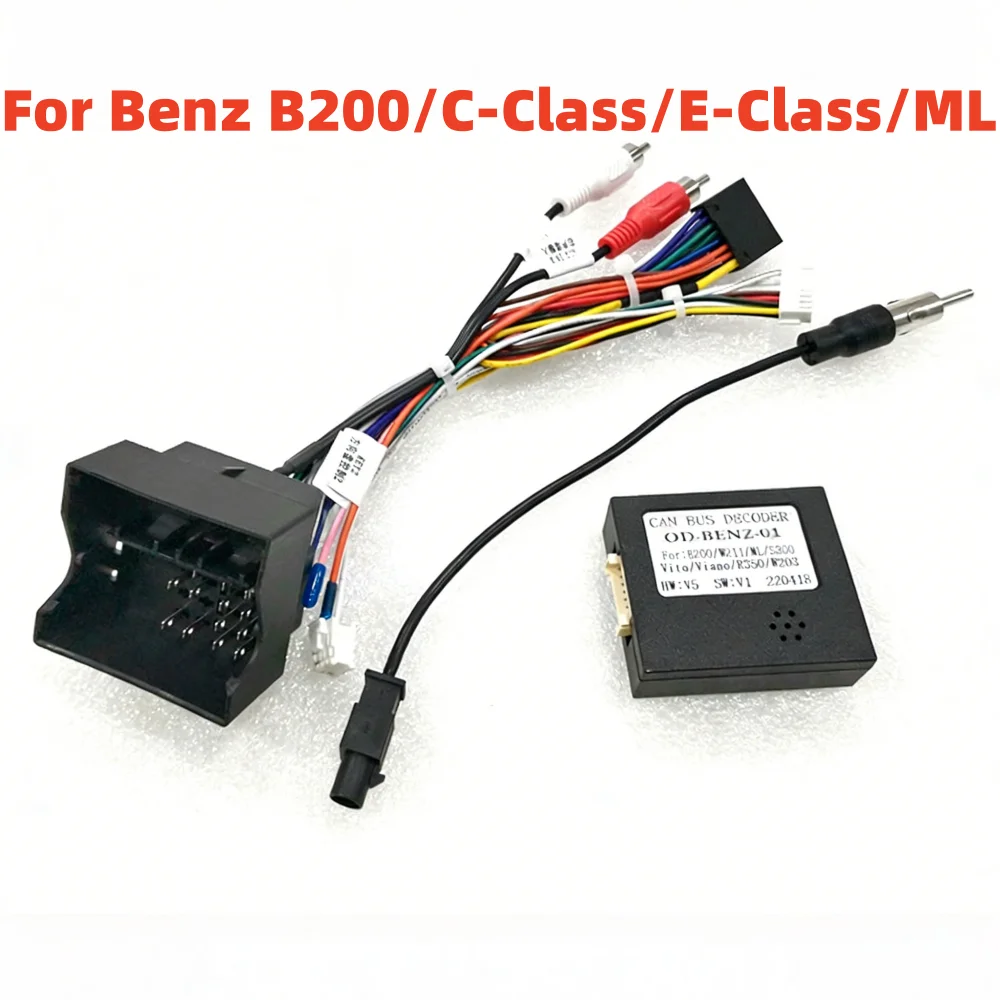 Car Android 16PIN Power Wiring Harness Cable With Canbus For Mercedes Benz B200/C-Class/E-Class/ML/S300/Vito/Viano/R-Class/W211