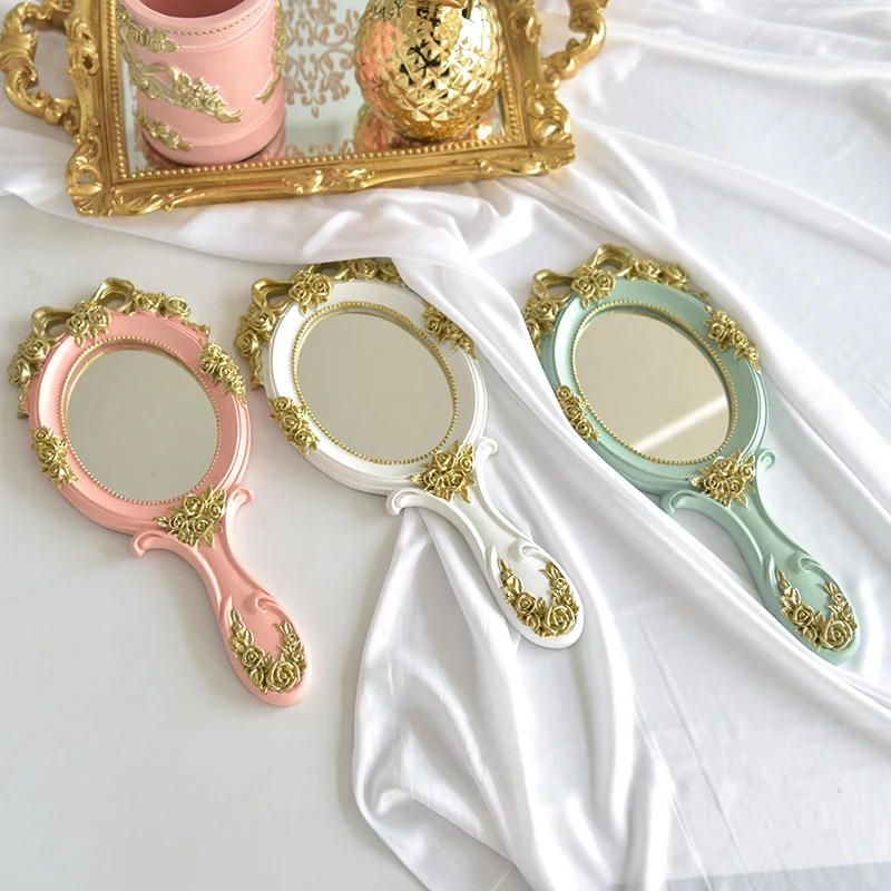 Miroirs à Main Vintage Créatifs et Mignons, Miroir de Vanité de Maquillage, Accessoire Cosmétique avec Poignée pour Cadeaux