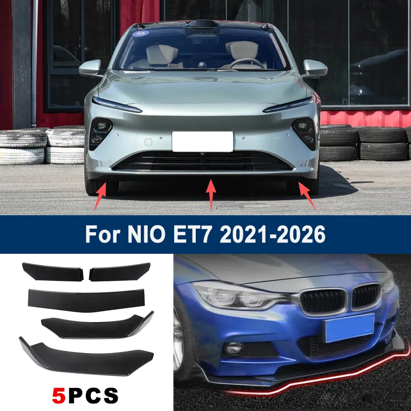 For NIO ET7 2021-2026 model, adjustable 5PCS front bumper lip spoiler protection decorative kit, car body kit
