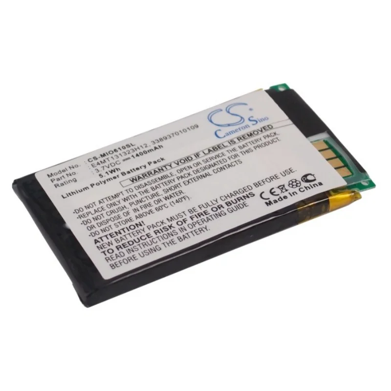 Li-ion GPS, Navigator Battery for Mitac, 3.7v, 1400mAh,Compatible Models:Mio H610(Part No:E4MT131323H12, 338937010109)