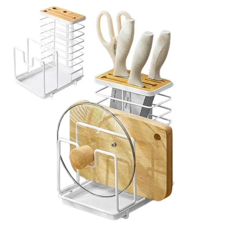 

Cutting Board Stand Non Slip Durable Multifunctional With Draining Tray Kitchen Shelf Seasoning Rack For Dinnerware Pans Lids