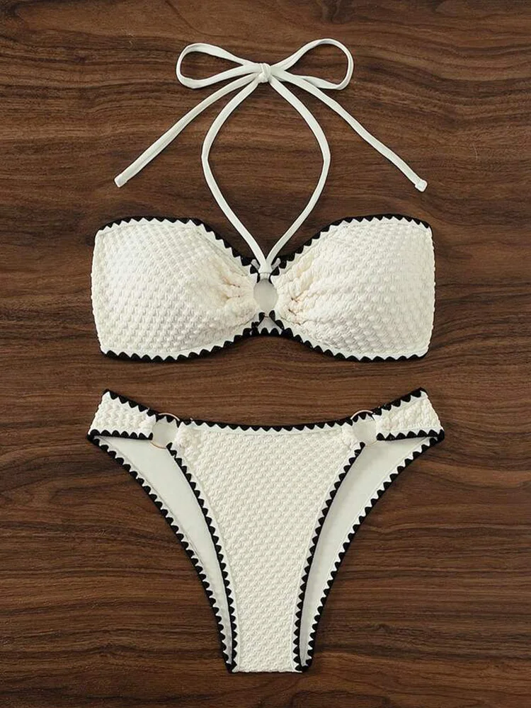 

2026 New Summer Swimwear Bikini Sexy Spaghetti Strap Bikini 2 Piece Set Women Laced Up Split Swimsuit Beach Bikini Set