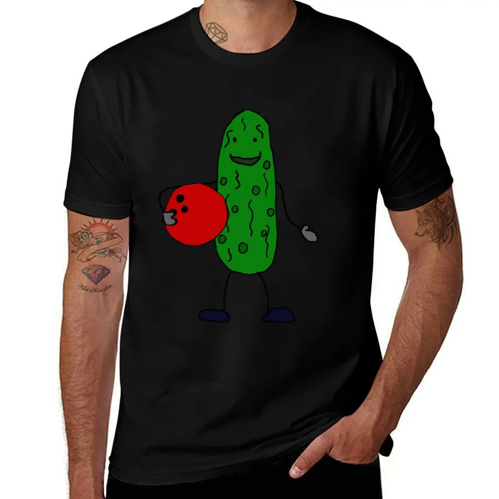 

Funny Pickle Bowling Cartoon T-Shirt anime figures anime oversizeds funny t shirts men