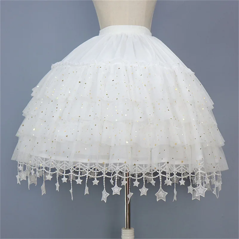 Women Ruffled Petticoat Fluffy Bubble Tutu Skirt Crinoline Underskirt No Hoop Boneless Lolita Tutu Skirt With Tulle Skirt