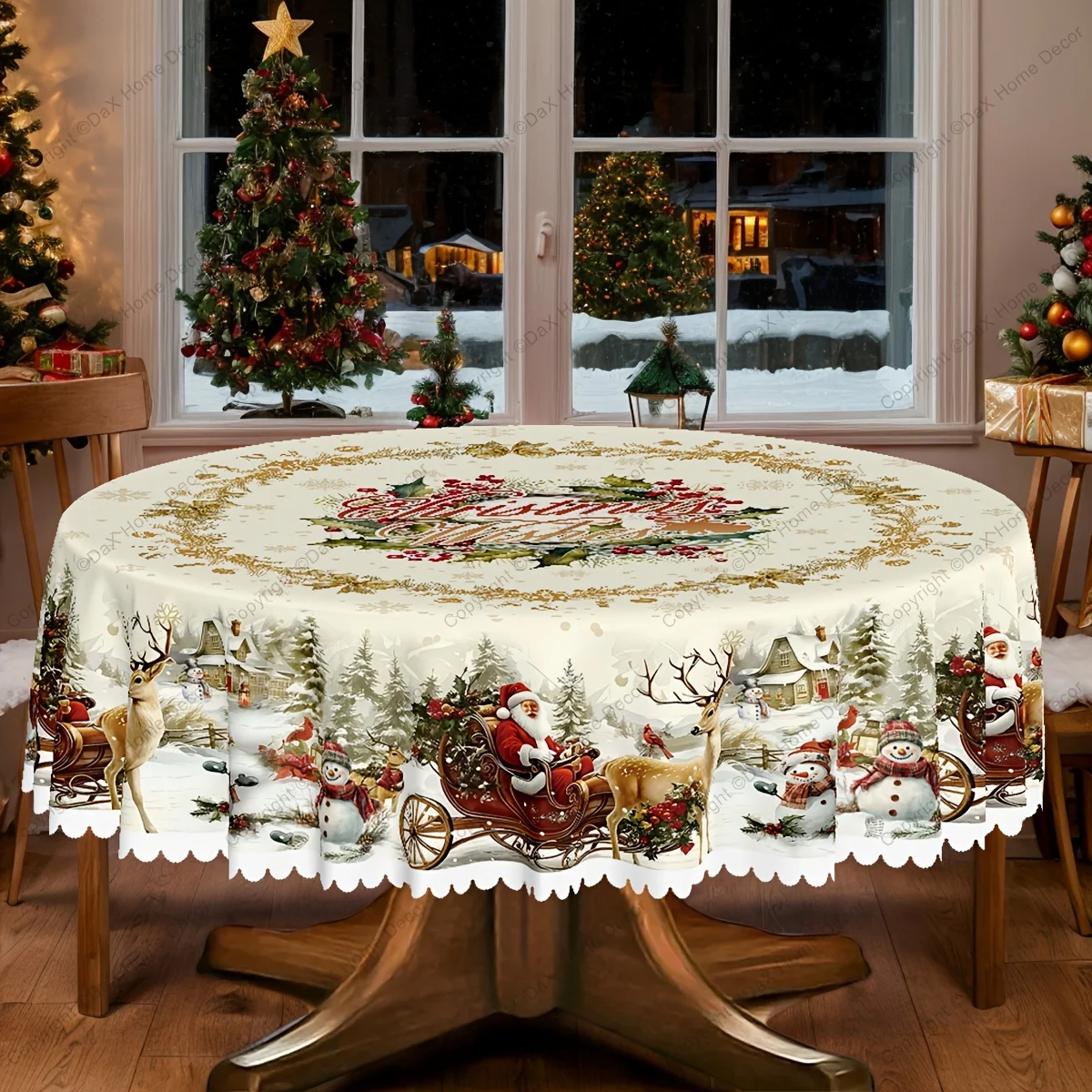 One piece, Christmas and New Year theme tablecloth, Santa Claus, snowman, Christmas tree, reindeerzyc