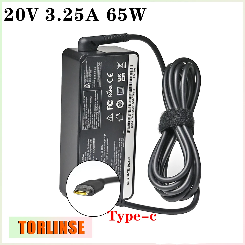 New 65W Type USB C Adapter Laptop Charger for Lenovo ThinkPad T480 T480s T580 X280 X380 E580 L380 L480 20V 3.25A