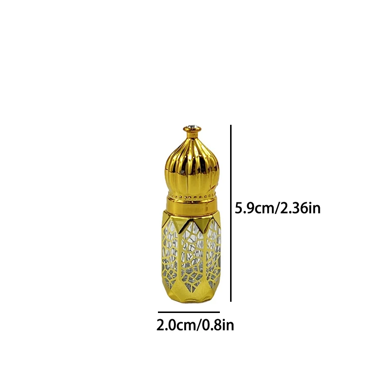 럭셔리 스타일 골든 리필 향수 병, 유리 롤온 에센셜 오일 병, 빈 화장품 샘플 테스트 용기, 3ml