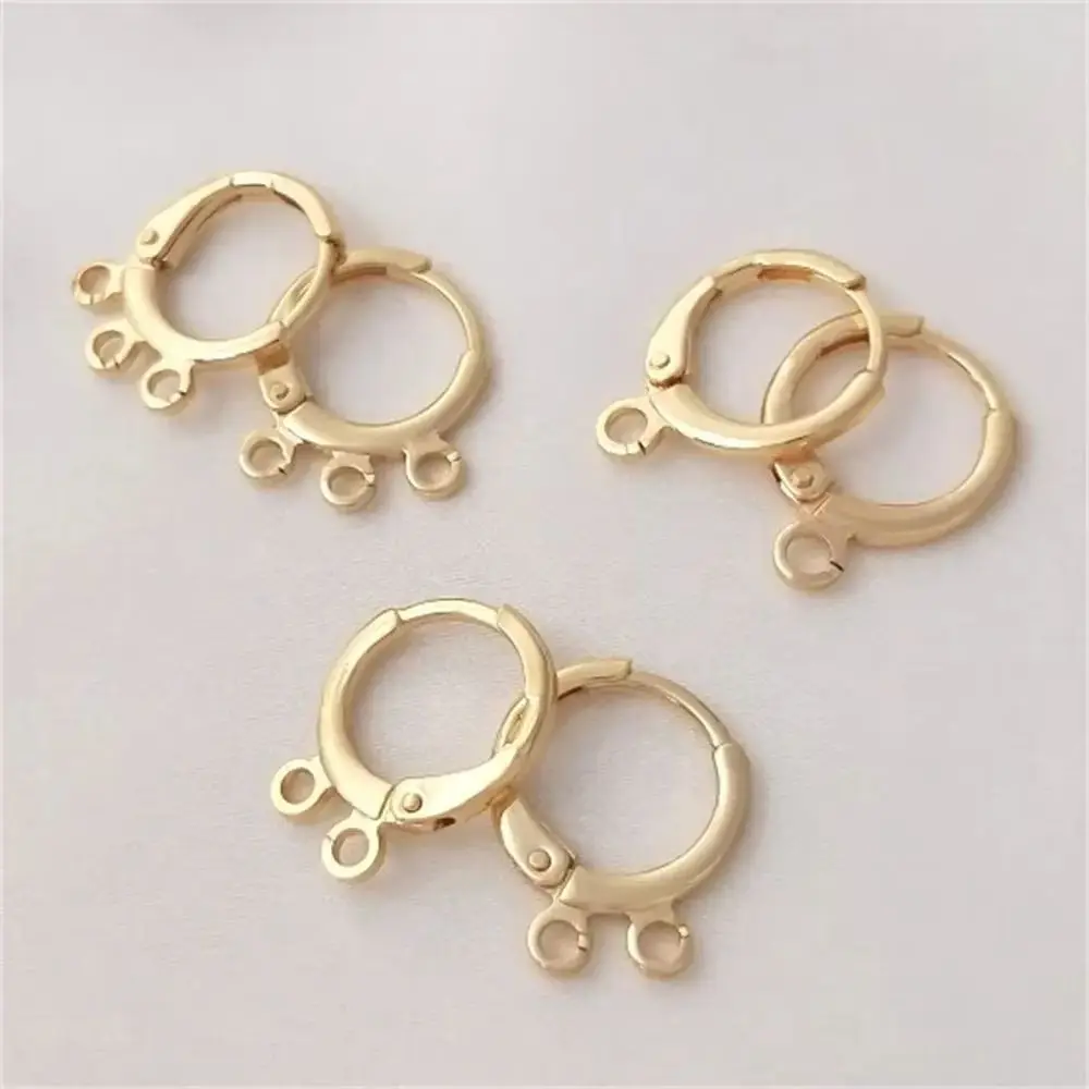 14K Gold-plated Round Ear Clip with Lug Ring European Ear Buckle Diy Multi-lug Earrings Accessories Materials E164