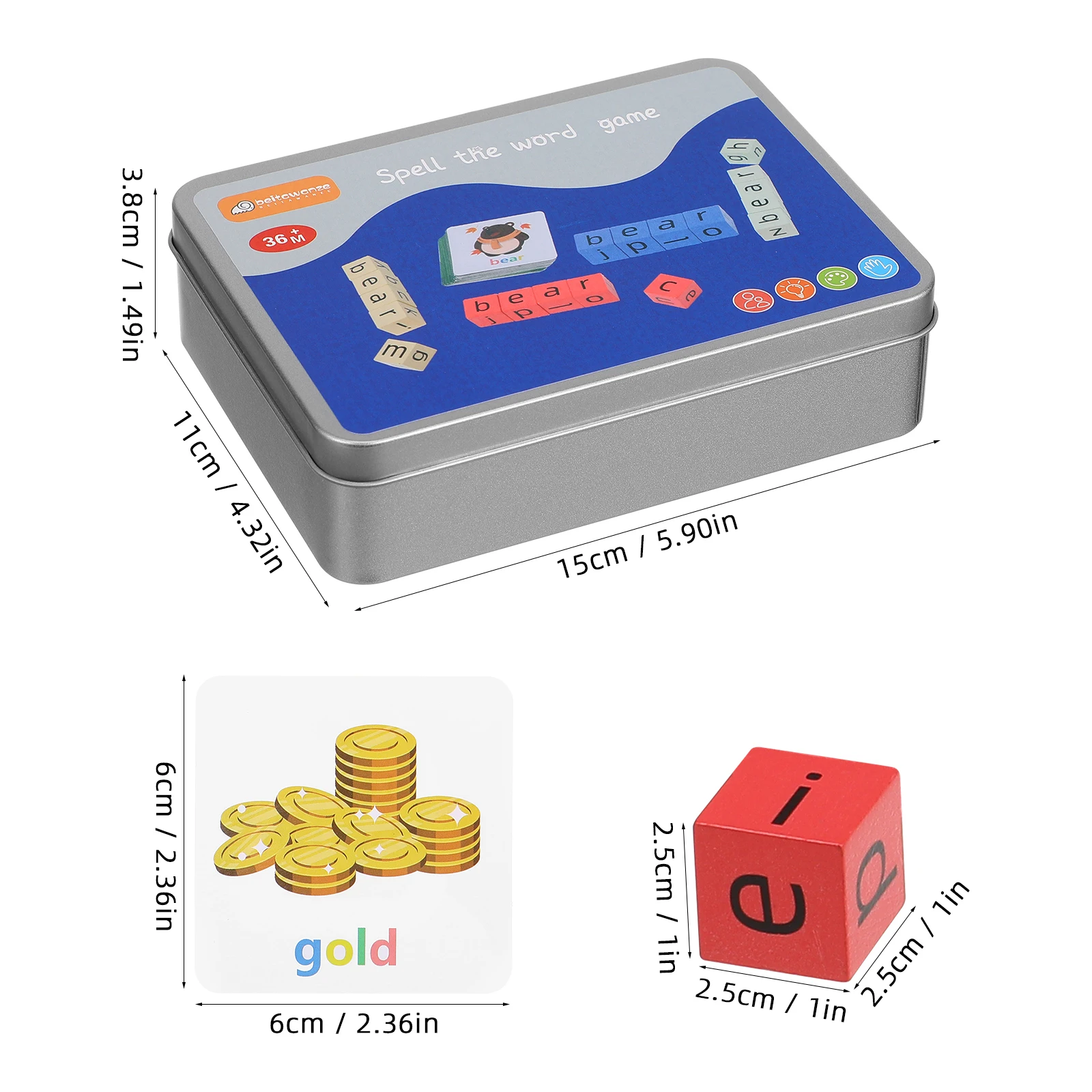 1 ชุดสะกดคําเด็กกิจกรรม Cube ตัวอักษรเกมจับคู่ตัวอักษรก้อนบล็อกเด็กคําศัพท์อาคารปริศนาของเล่น