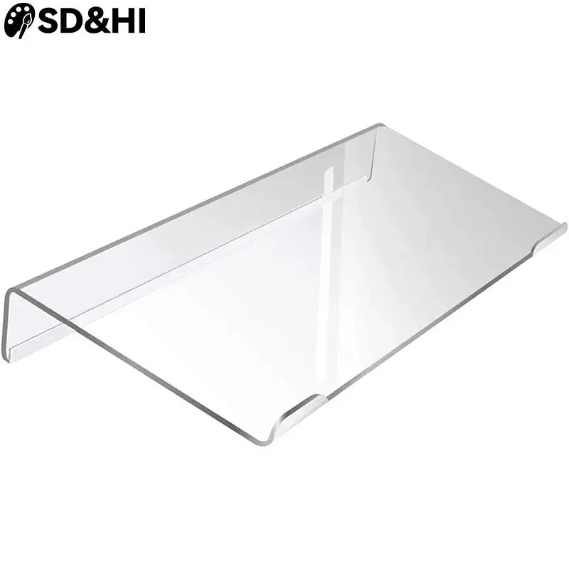 Estante de acrílico para teclado de ordenador, soporte de exhibición de teclado inclinado transparente, soporte portátil para diapasón, elevador para oficina y hogar