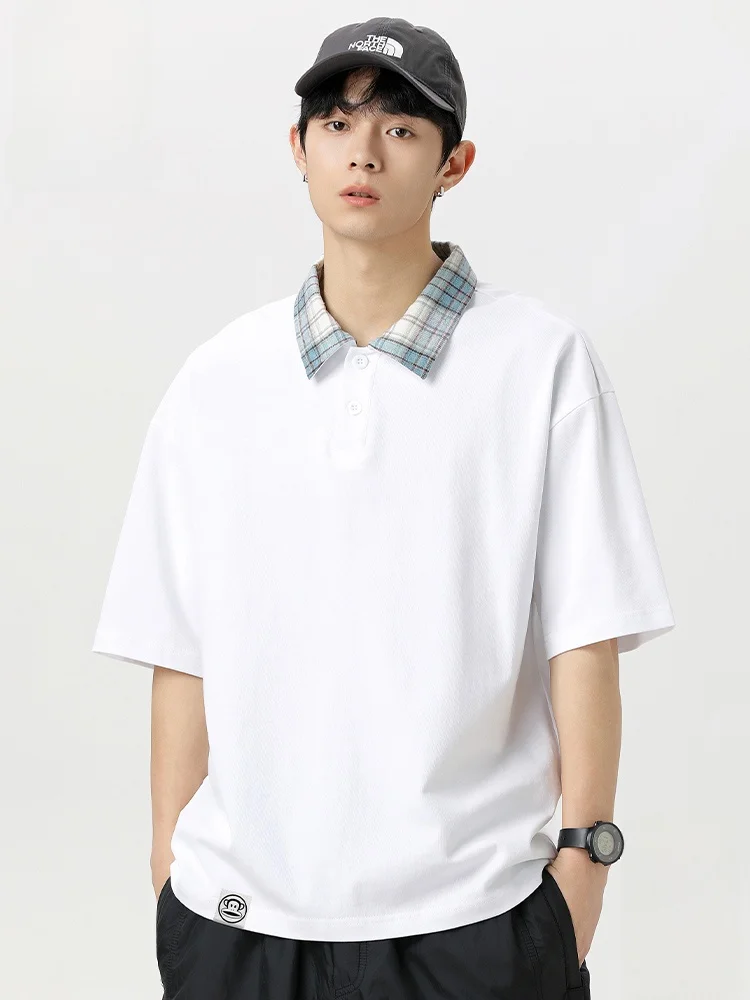 

Футболка PaulFrank M ort Sve irt, летняя, в стиле пэчворк, в клетку, с отложным воротником, свободного кроя, молодежная, трендовая, из полиэфирного волокна