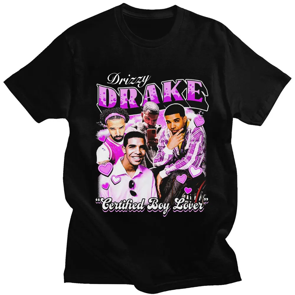 Rapper Drizzy Drake Print T-shirt Men 100% Cotton Oversized Vintage Short Sleeve T-shirts Hip Hop T Shirt Streetwear Tops